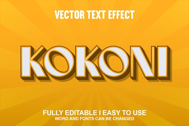 Efecto de texto vectorial 3D editable de Kokoni