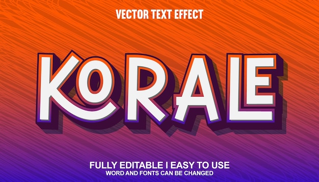 Efecto de texto vectorial 3D editable de Korale