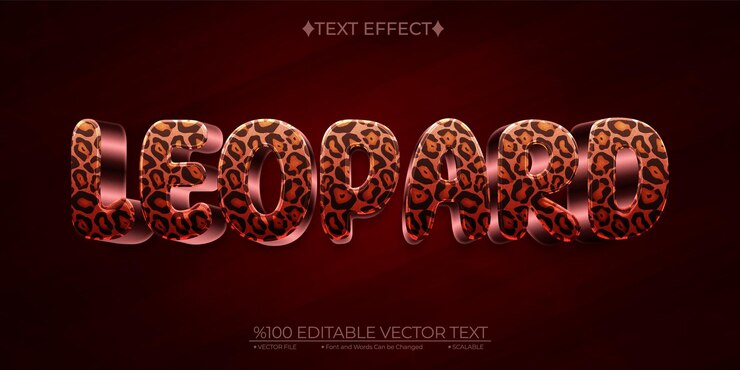 Vector efecto de texto vectorial 3d editable de leopardo de dibujos animados