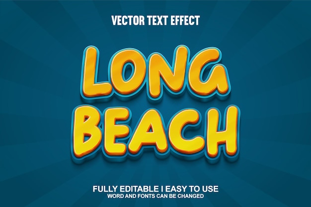Efecto de texto vectorial 3D editable de Long Beach