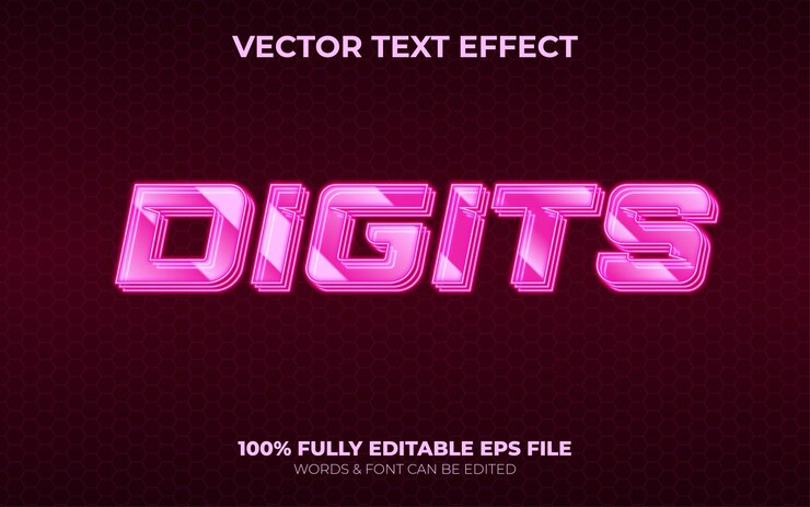 Efecto de texto vectorial 3d editable Metaverso digital Iluminación de neón con color rosa