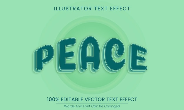 Efecto de texto vectorial 3d editable de paz