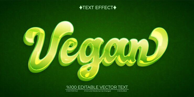 Vector efecto de texto vectorial 3d editable vegano