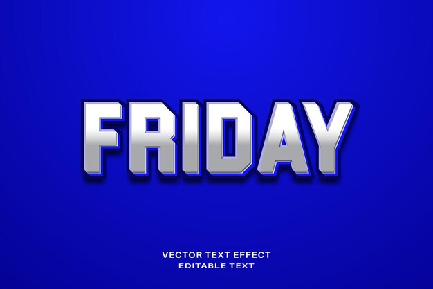 Efecto de texto vectorial 3D editable el viernes