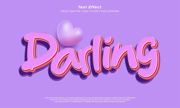 Efecto de texto vectorial 3D estilo de título querido