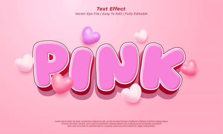 Vector efecto de texto vectorial 3d estilo de título rosado