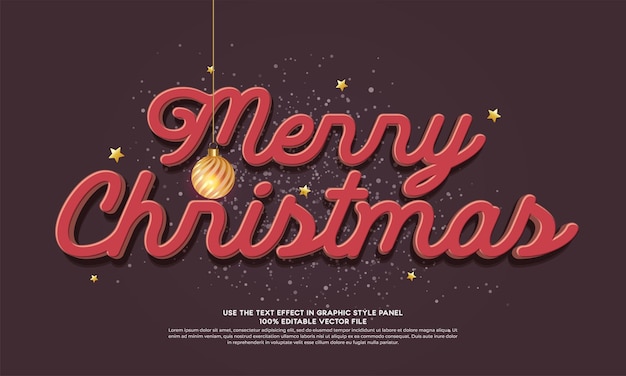 Efecto de texto vectorial 3D Feliz Navidad para composiciones
