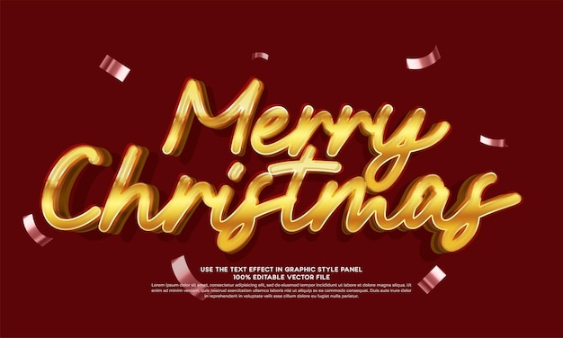Efecto de texto vectorial 3D Feliz Navidad plantilla de tipografía para el título del evento navideño