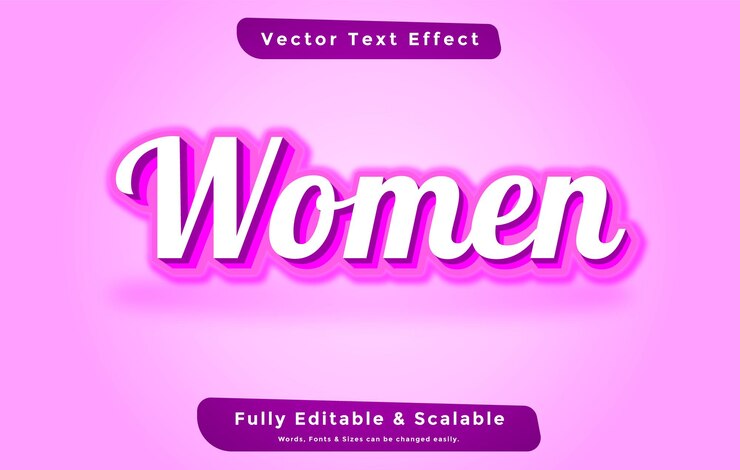 Vector efecto de texto vectorial 3d para mujeres totalmente editable listo para imprimir