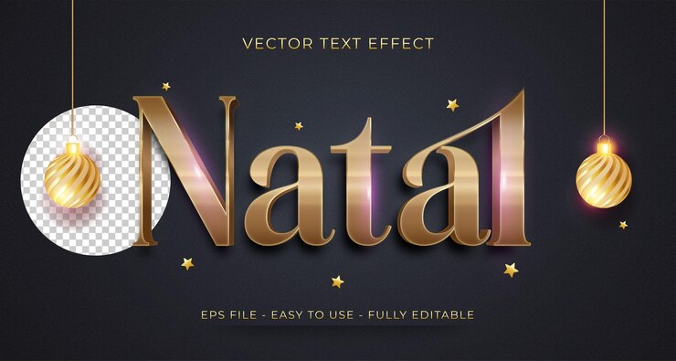 Vector efecto de texto vectorial 3d natal feliz navidad etiqueta para composiciones natal en brasil 06