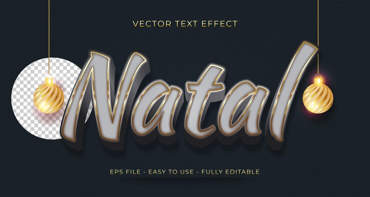 Vector efecto de texto vectorial 3d natal feliz navidad etiqueta para composiciones natal en brasil 09