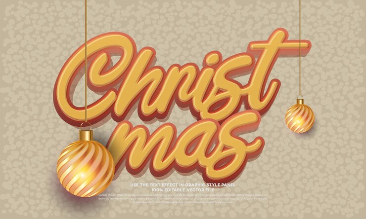 Vector efecto de texto vectorial 3d navidad para composiciones