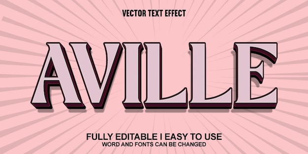 Efecto de texto vectorial 3D totalmente editable de Aville