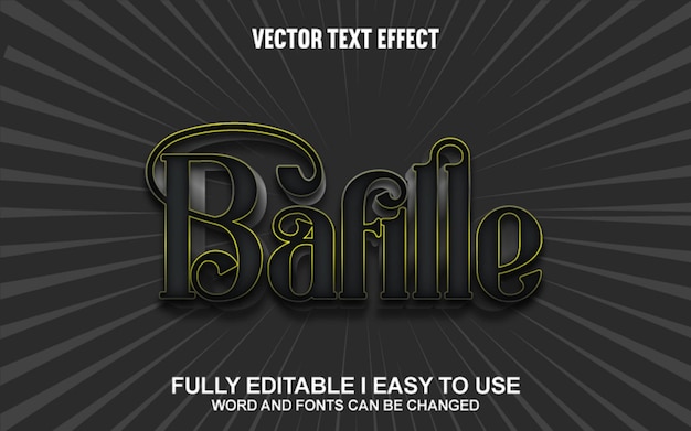 Efecto de texto vectorial 3D totalmente editable de Baffile