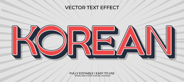 Efecto de texto vectorial 3D totalmente editable en coreano