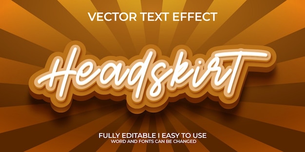 Efecto de texto vectorial 3D totalmente editable para la falda de la cabeza