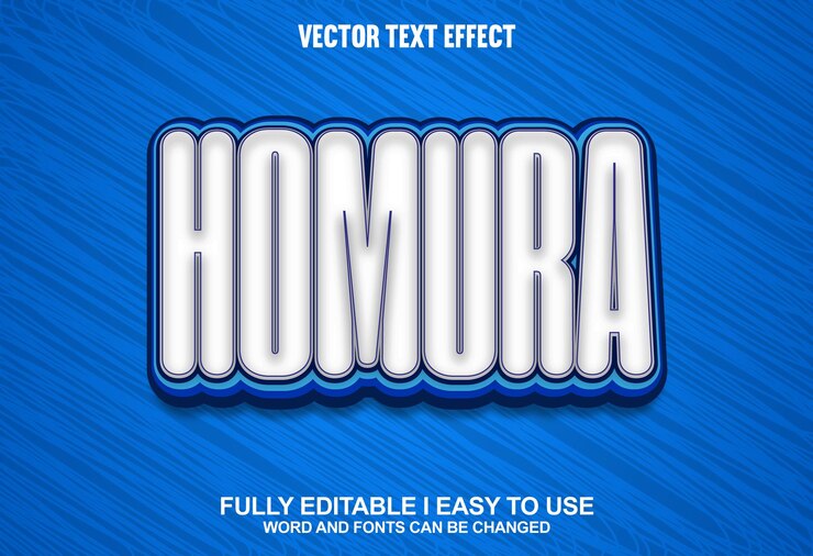 Vector efecto de texto vectorial 3d totalmente editable de homura