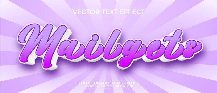 Vector efecto de texto vectorial 3d totalmente editable de mailgets