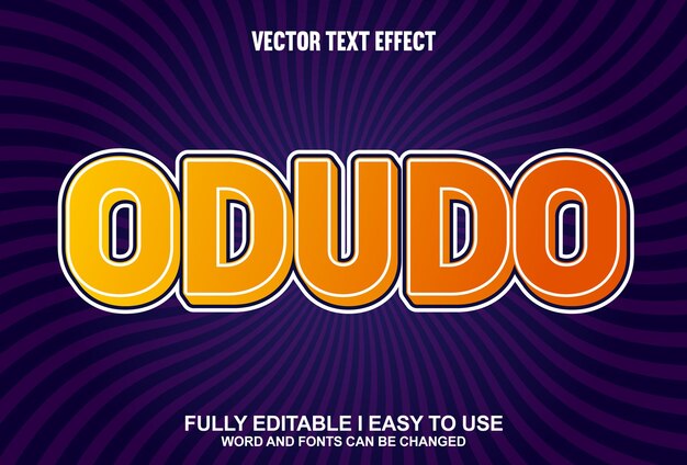 Efecto de texto vectorial 3D totalmente editable de Odudo