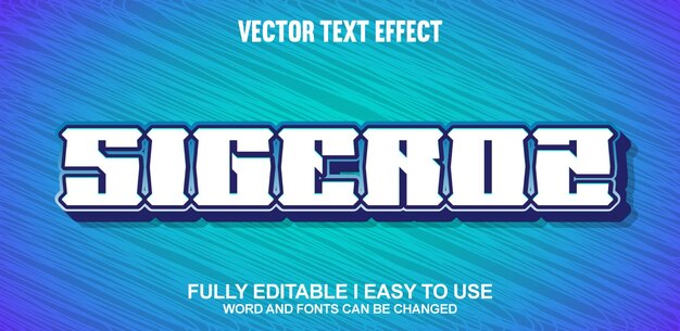 Efecto de texto vectorial 3D totalmente editable de Sigeroz