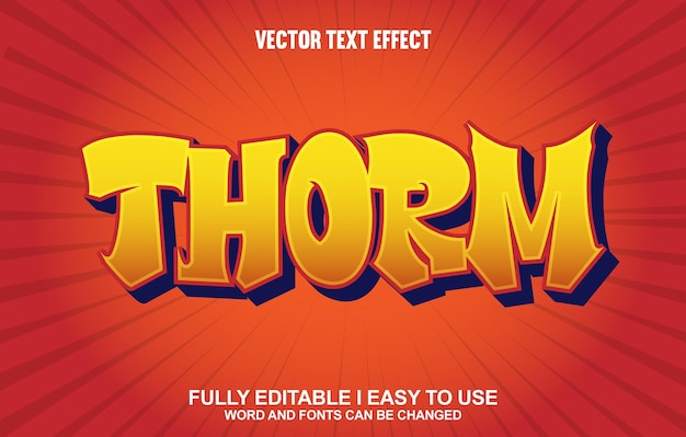 Efecto de texto vectorial 3D totalmente editable de Thorm