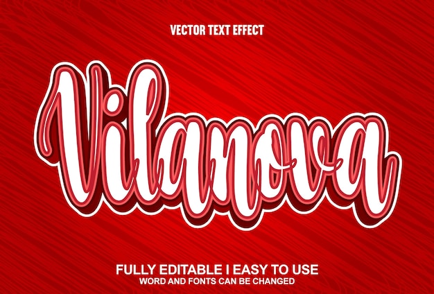Efecto de texto vectorial 3D totalmente editable de Vilanova