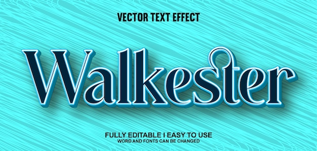 Efecto de texto vectorial 3D totalmente editable de Walkester