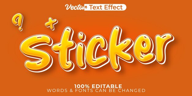 Efecto de texto vectorial adhesivo Editable Alfabeto Icono de dibujos animados Emoji Escuela