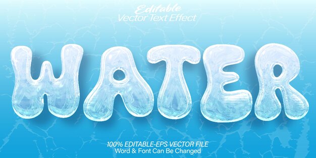 Efecto de texto vectorial de agua Editable Alfabeto Azul Océano Mar