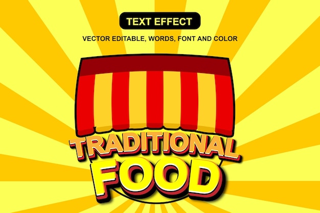 Efecto de texto vectorial Alimentos tradicionales