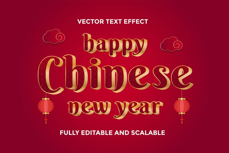 Vector efecto de texto vectorial de año nuevo chino editableefecto de texto vectorial de año nuevo chino editable