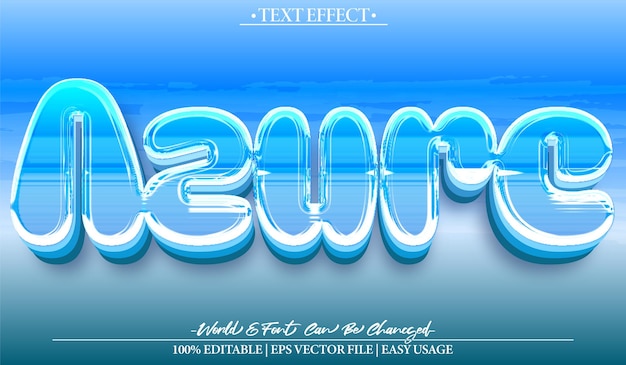 Efecto de texto vectorial azul Editable Alfabeto azul mar playa cielo