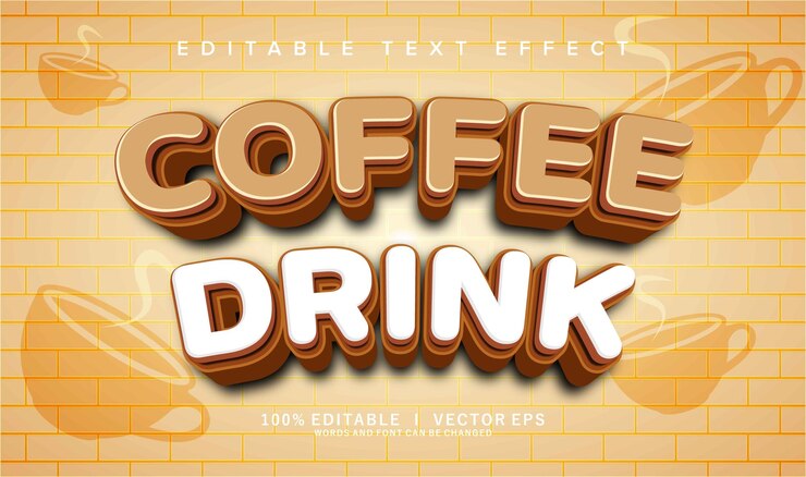 Vector efecto de texto vectorial de bebida de café con diseño de estilo moderno
