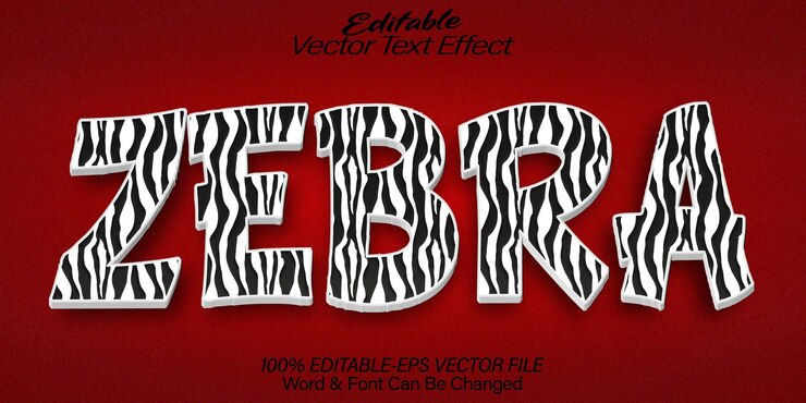 Vector efecto de texto vectorial de cebras editable alfabeto áfrica salvaje safari selva