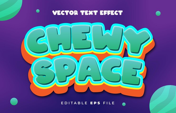Vector efecto de texto vectorial chewy space totalmente editable y personalizable
