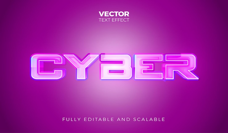 Vector efecto de texto vectorial cibernético