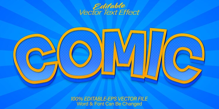 Vector efecto de texto vectorial cómico editable alfabeto súper héroe de dibujos animados