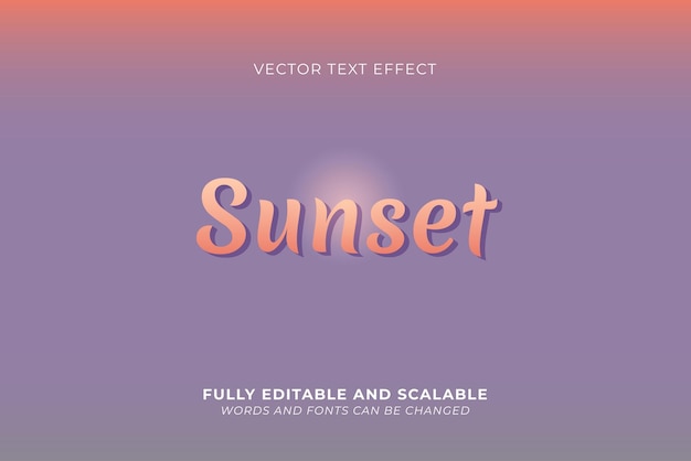 Efecto de texto vectorial completamente editable y escalable Puesta de sol Texto 3D neutro Estilo de texto Concepto de fuente