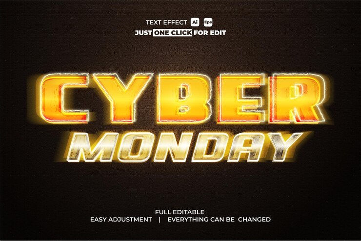 Vector efecto de texto vectorial de cyber monday editable