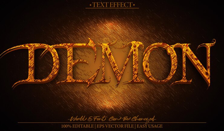 Vector efecto de texto vectorial de demonios editable alfabeto malvado diablo horror rojo