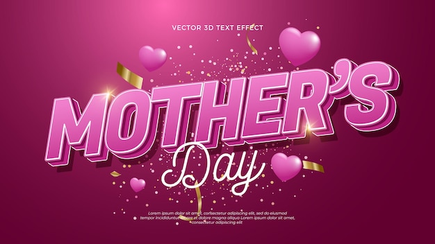 Efecto de texto vectorial del día de la madre