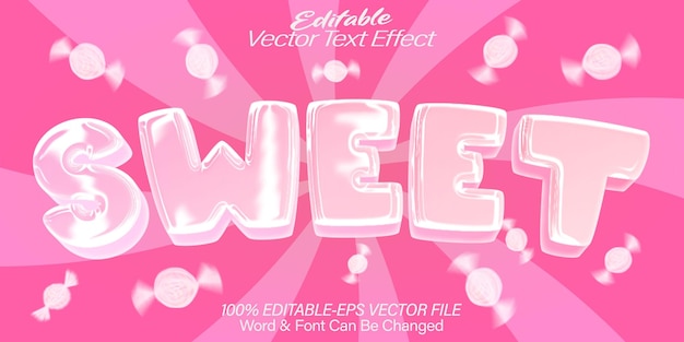 Efecto de texto vectorial dulce Editable Alphabet Pink Candy Snack Sugar