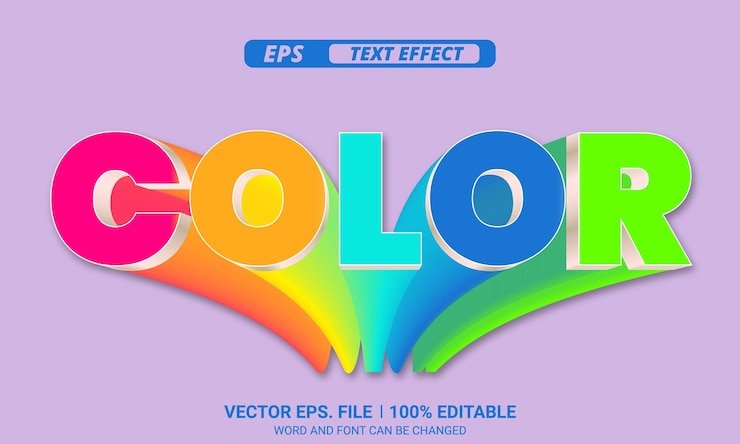 Vector efecto de texto vectorial editable en 3d de color