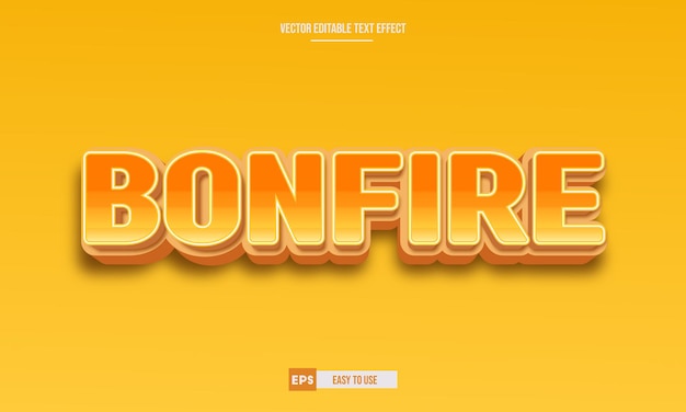 Efecto de texto vectorial editable 3d de hoguera