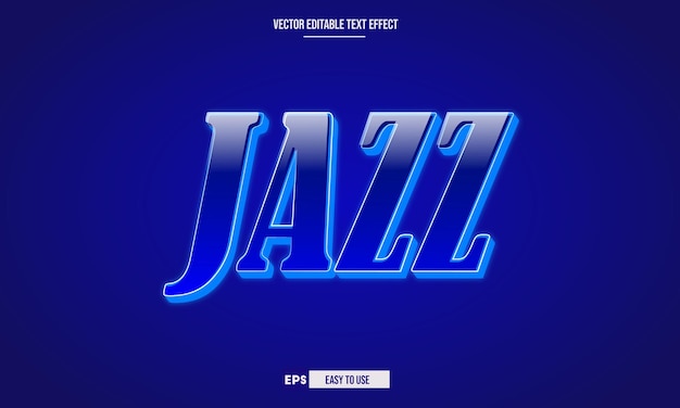 Efecto de texto vectorial editable 3d de jazz