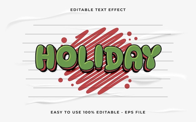 Efecto de texto vectorial editable en 3D de vacaciones efecto de texto de estilo simple