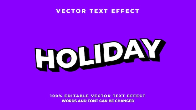 Efecto de texto vectorial editable en 3D para vacaciones