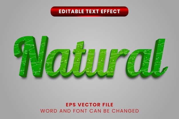 Efecto de texto vectorial editable en 3d verde natural