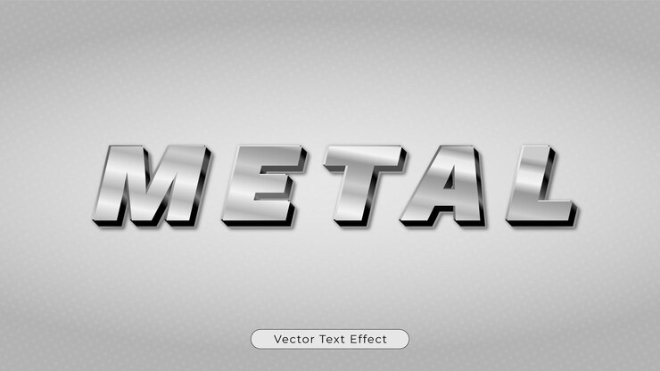 Vector efecto de texto vectorial editable de acero inoxidable