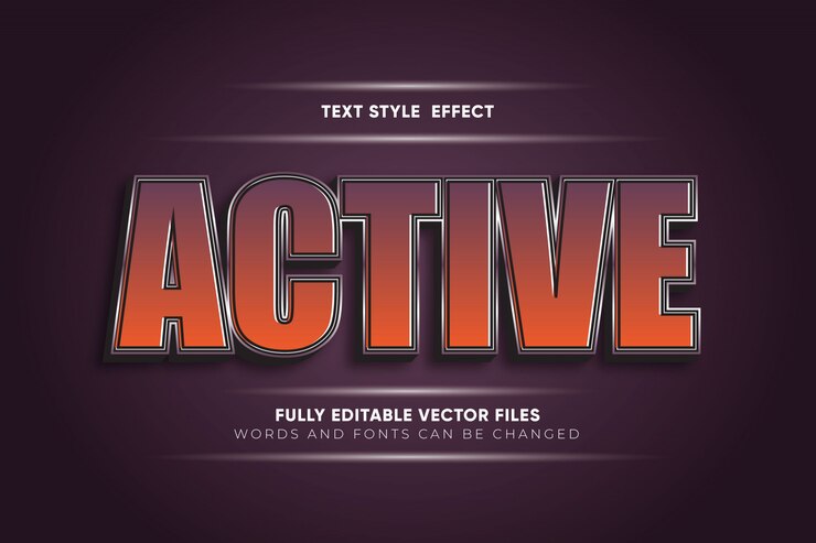 Efecto de texto vectorial editable activo